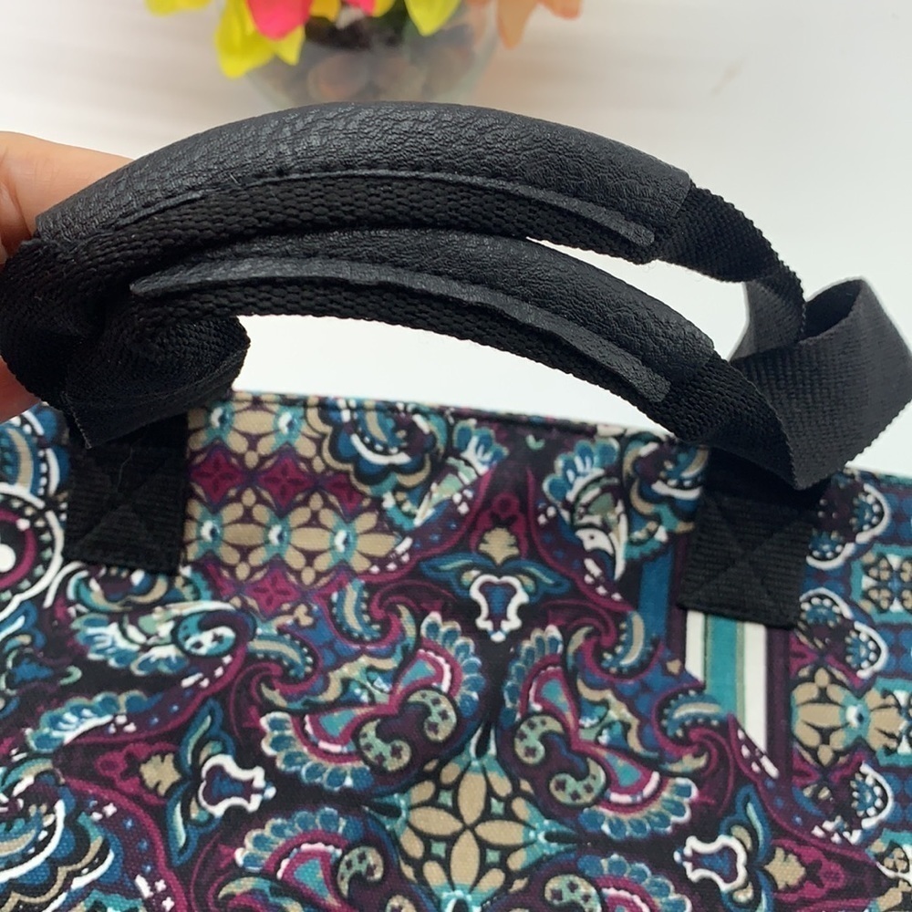 Soft Surroundings Black Blue Patterned Large Tote… - image 4